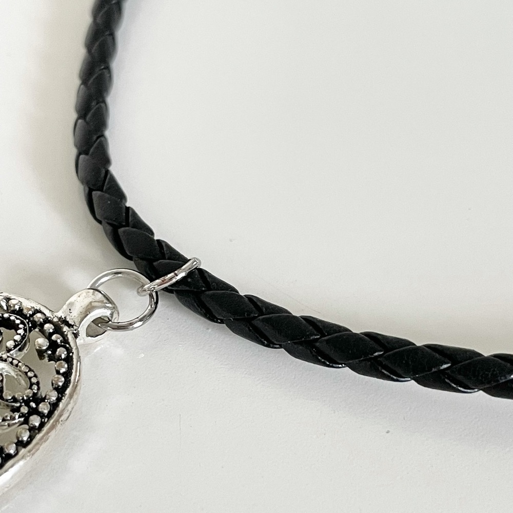 Black Braided Medallion Necklace - Picture 7 of 11